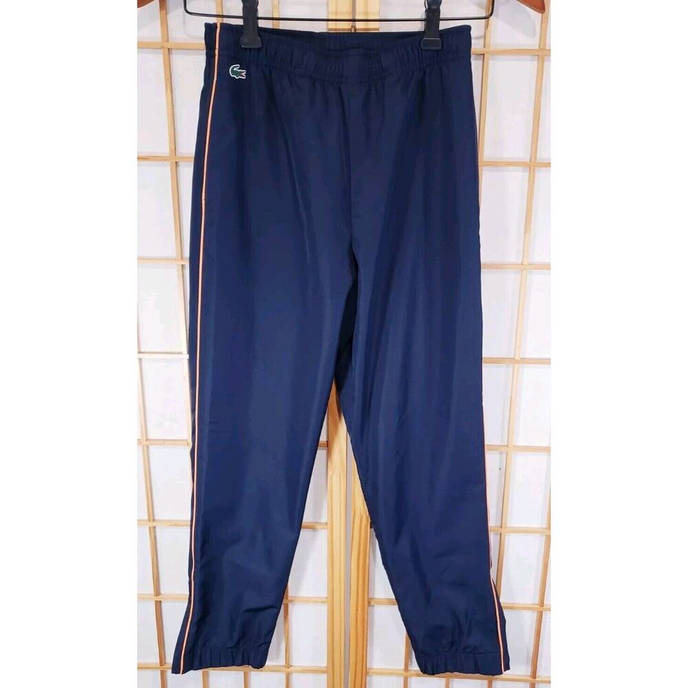 Lacoste Sport Windbreaker Track Pants Blue Lined Zip Ankle Size YOUNG 12 (24x24)